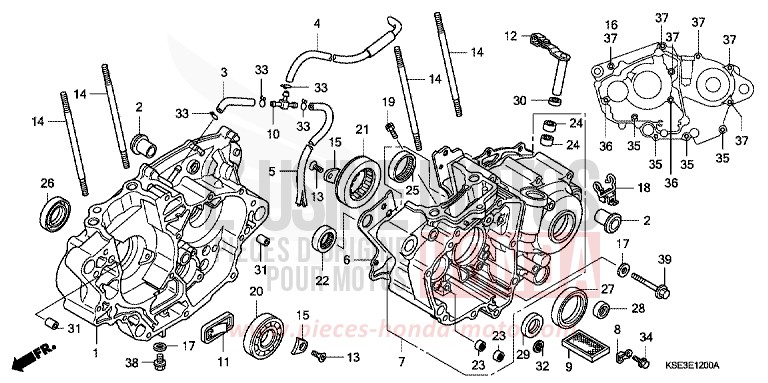 CARTER MOTEUR de CRF150R "Grandes Roues" EXTREME RED (R292) 2007
